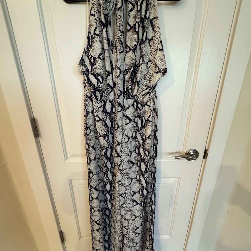 Endless Rose Monochrome Snake Print Jumpsuit fully lined. - Picture 6 of 14
